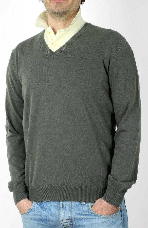 Pullover Vintage slim fit Gran Sasso in cotone delavé